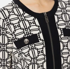 Cardigan cropped logo jacquard