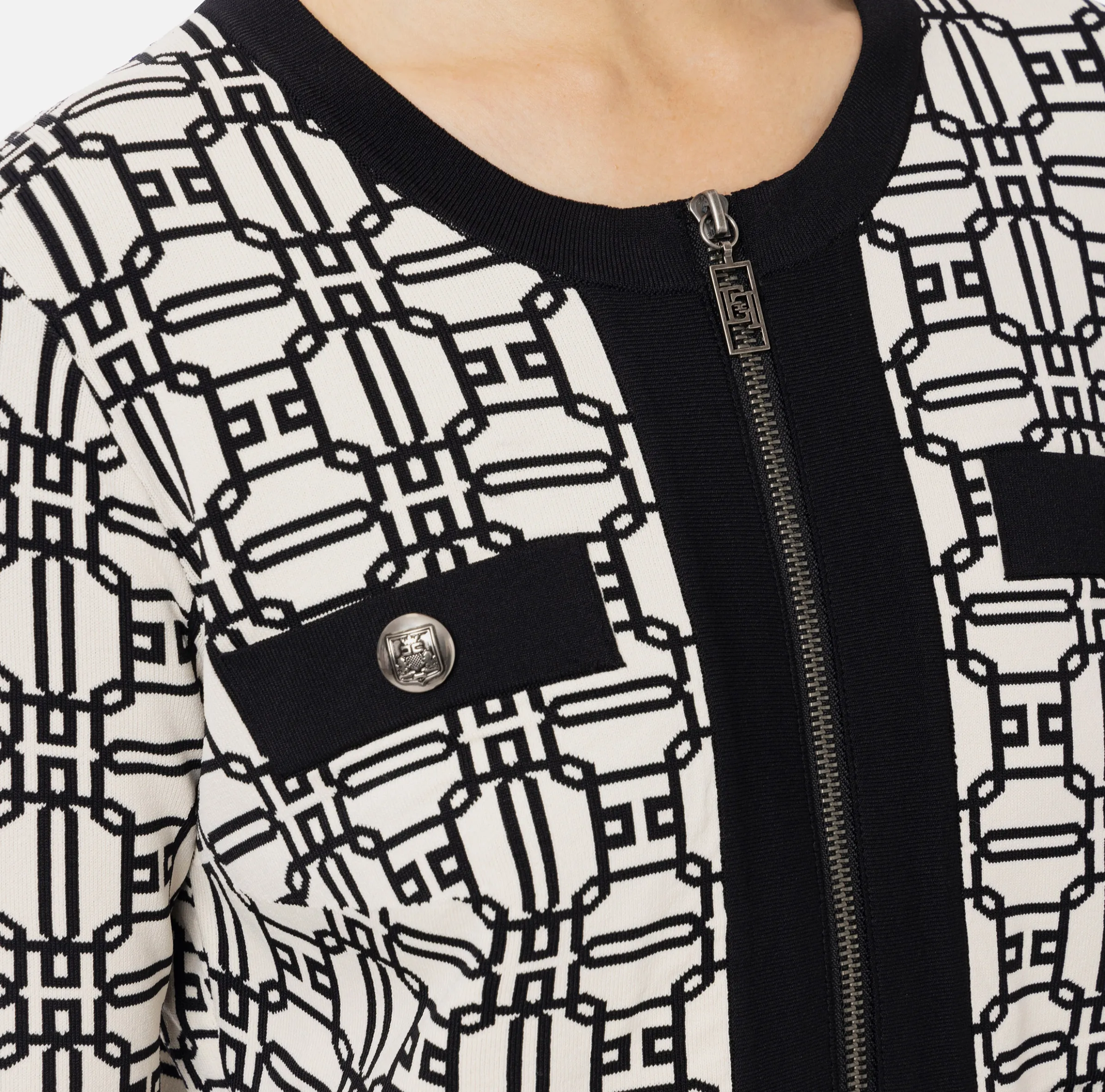 Cardigan cropped logo jacquard