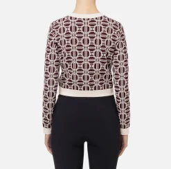 Cardigan cropped logo jacquard