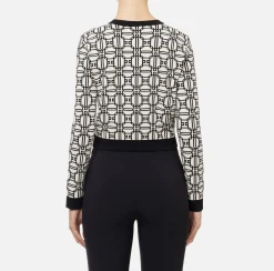 Cardigan cropped logo jacquard