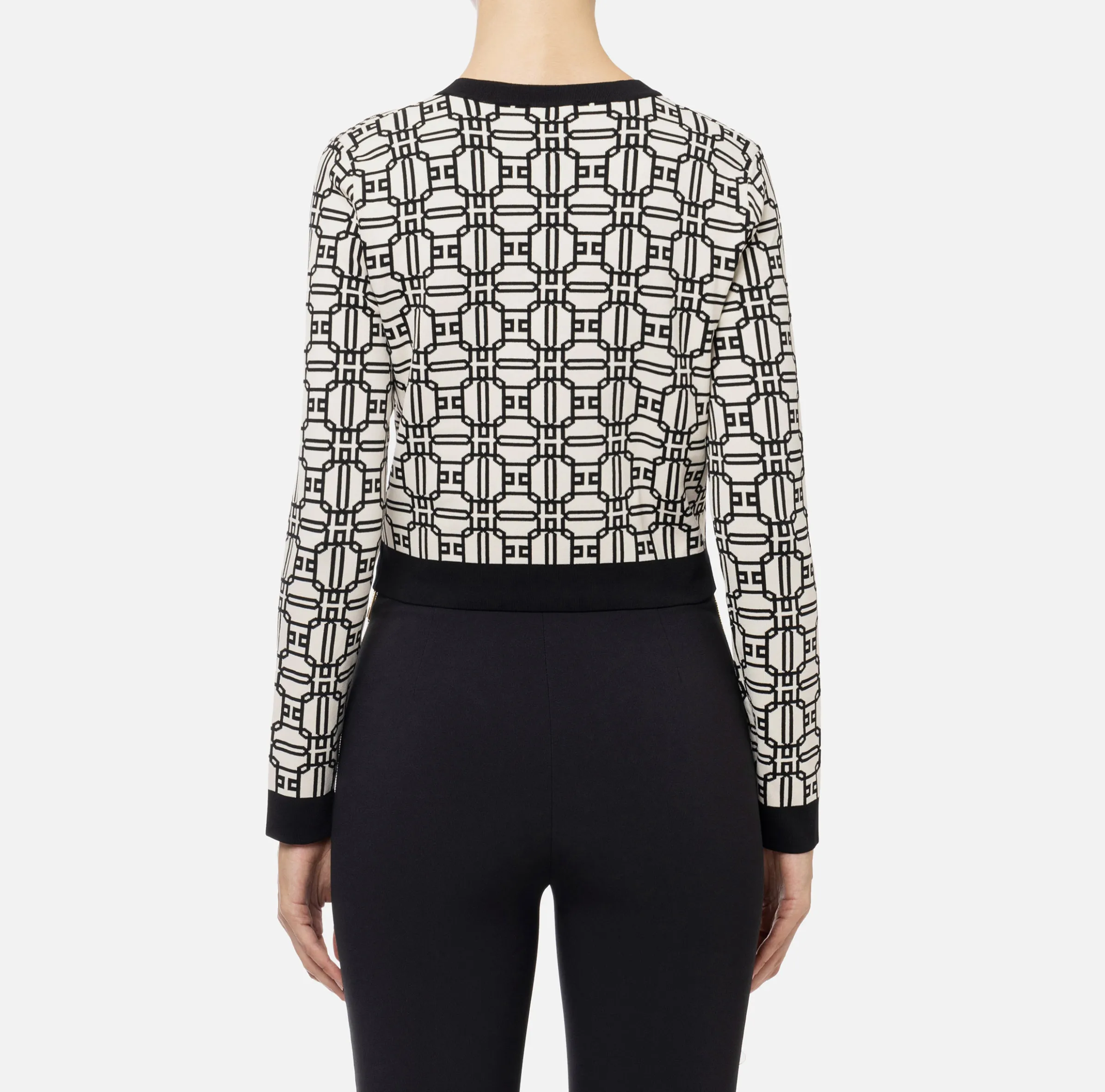 Cardigan cropped logo jacquard