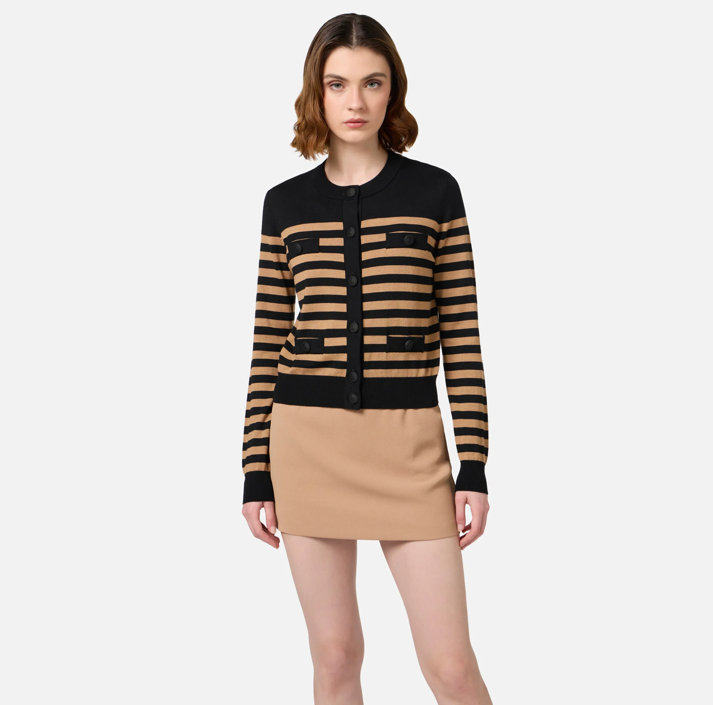 Cardigan in lana a righe