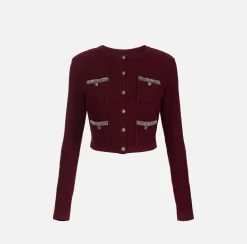 Cardigan in lana bouclé con ricamo