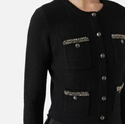 Cardigan in lana bouclé con ricamo