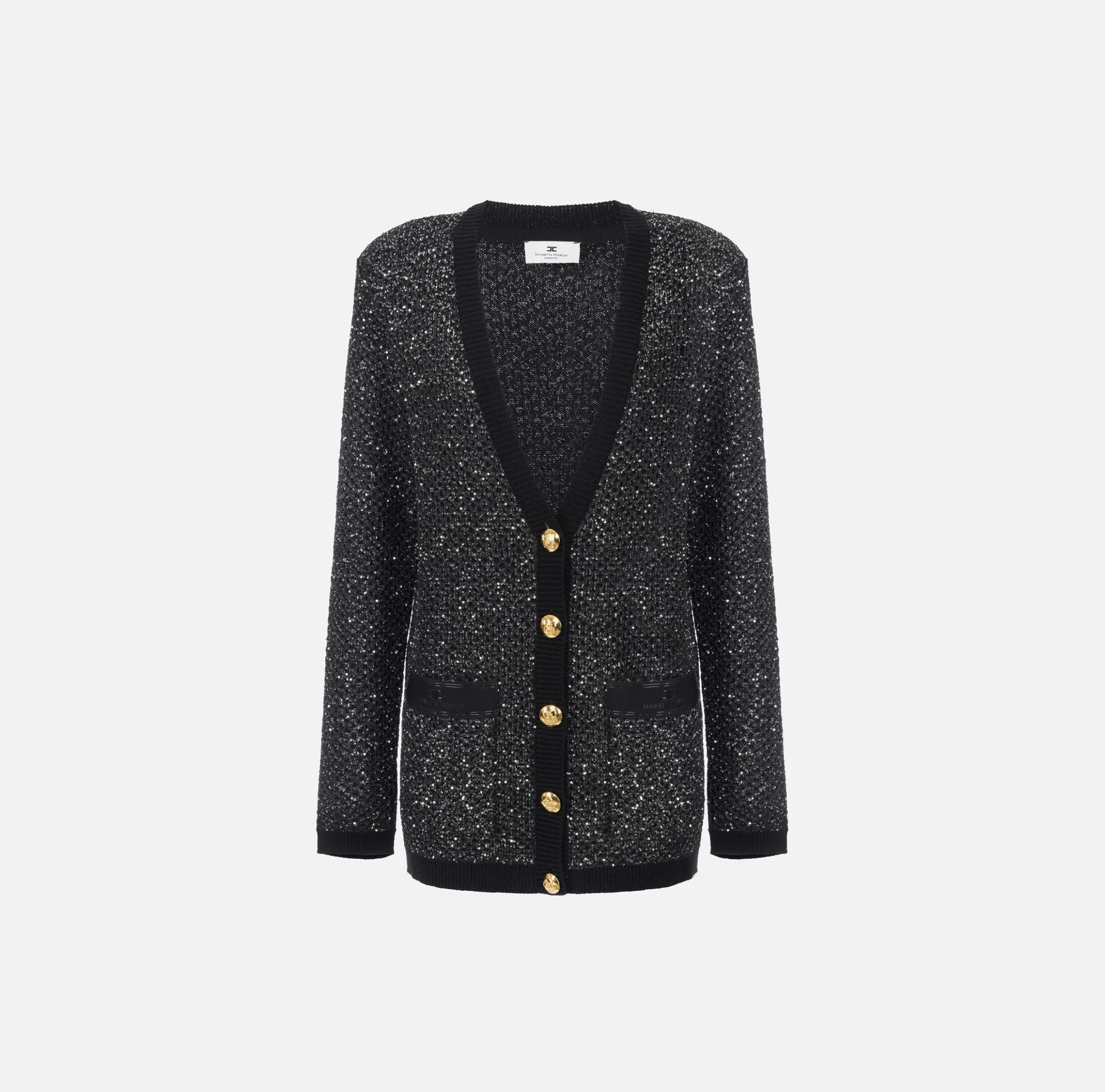 Cardigan in lana con filo paillettes
