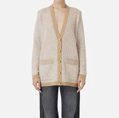 Cardigan in lana con filo paillettes