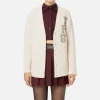 Cardigan in lana costa inglese con patch logo