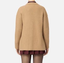 Cardigan in lana costa inglese con patch logo