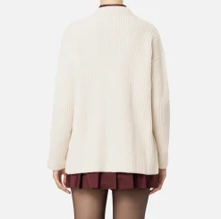 Cardigan in lana costa inglese con patch logo