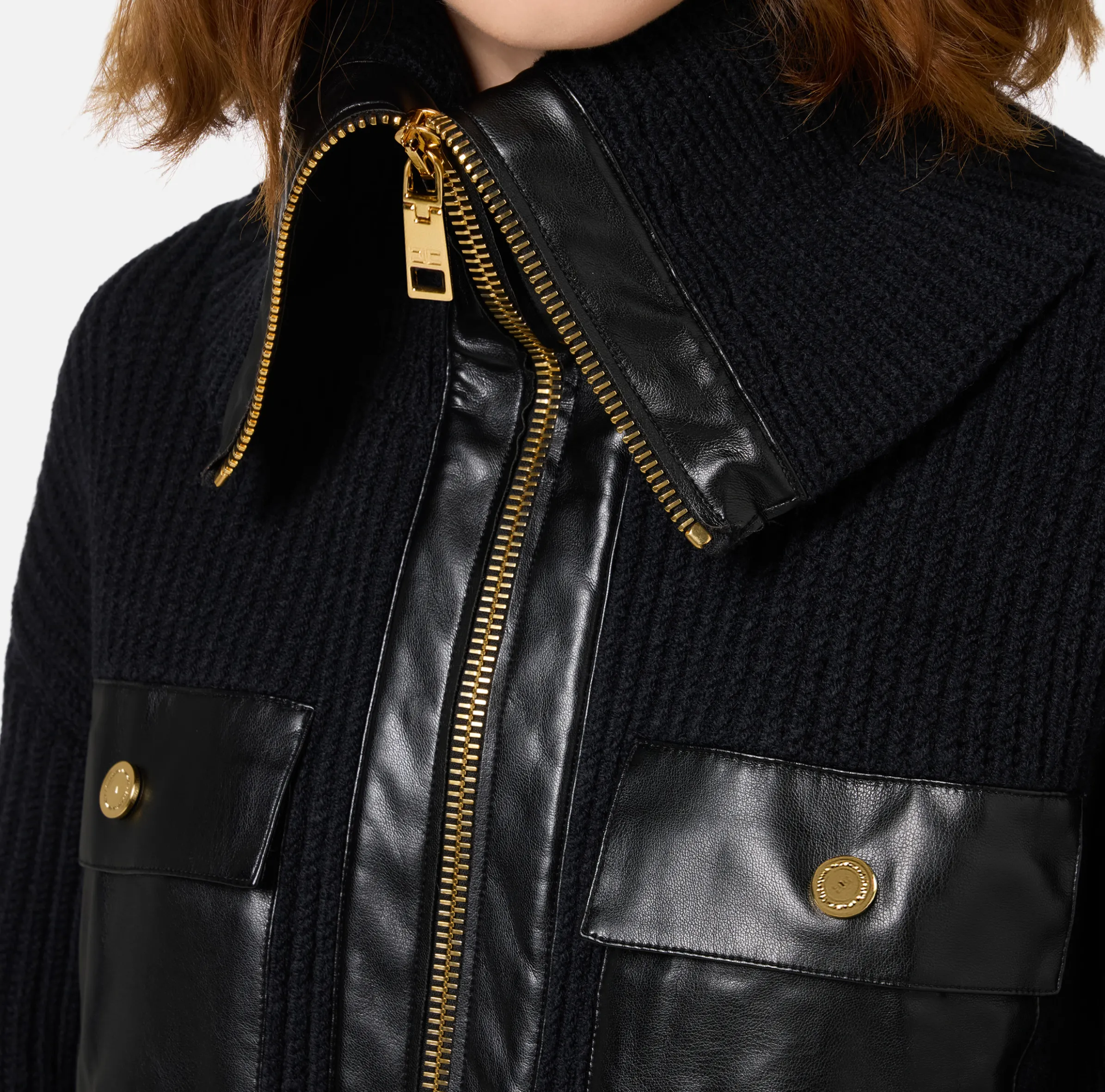 Cardigan in lana costa inglese con maxi zip