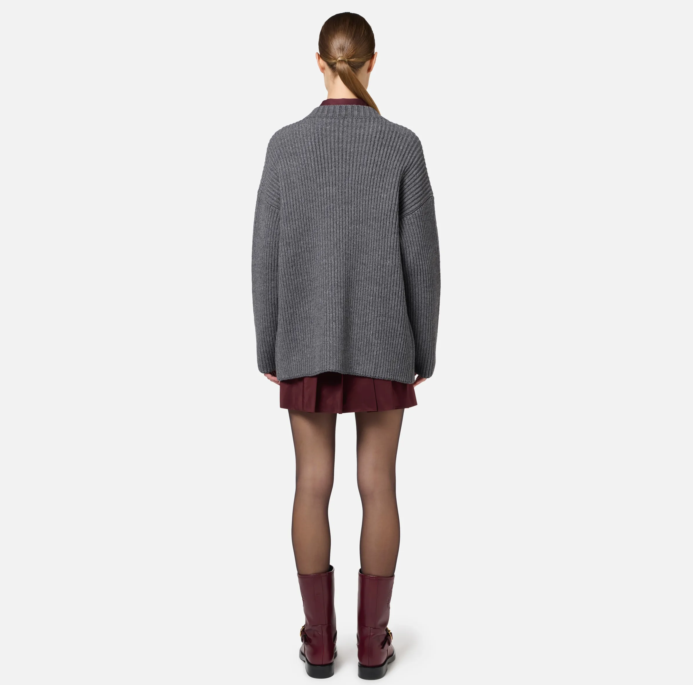 Cardigan in lana costa inglese con patch logo