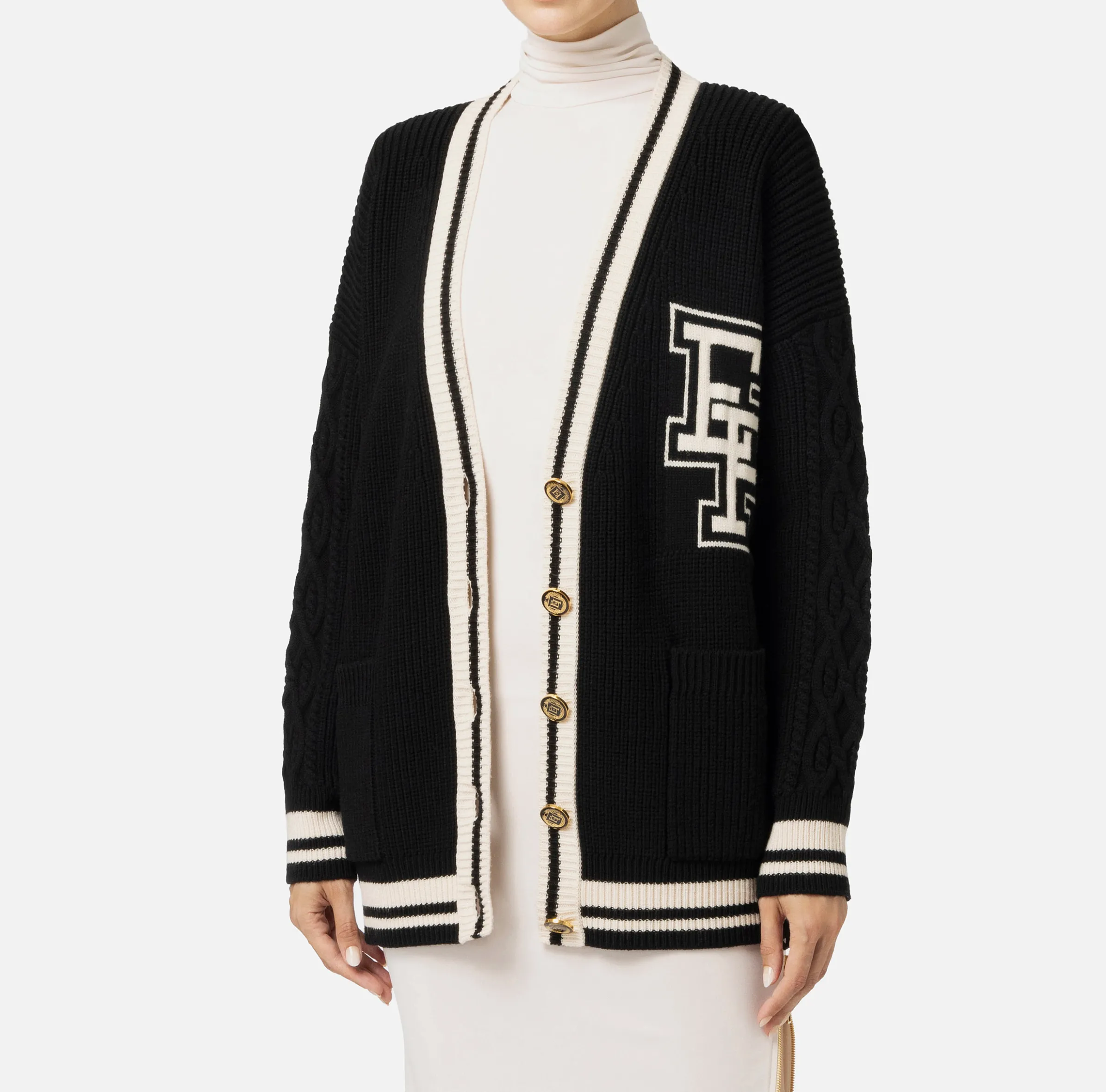 Cardigan in lana tipo college