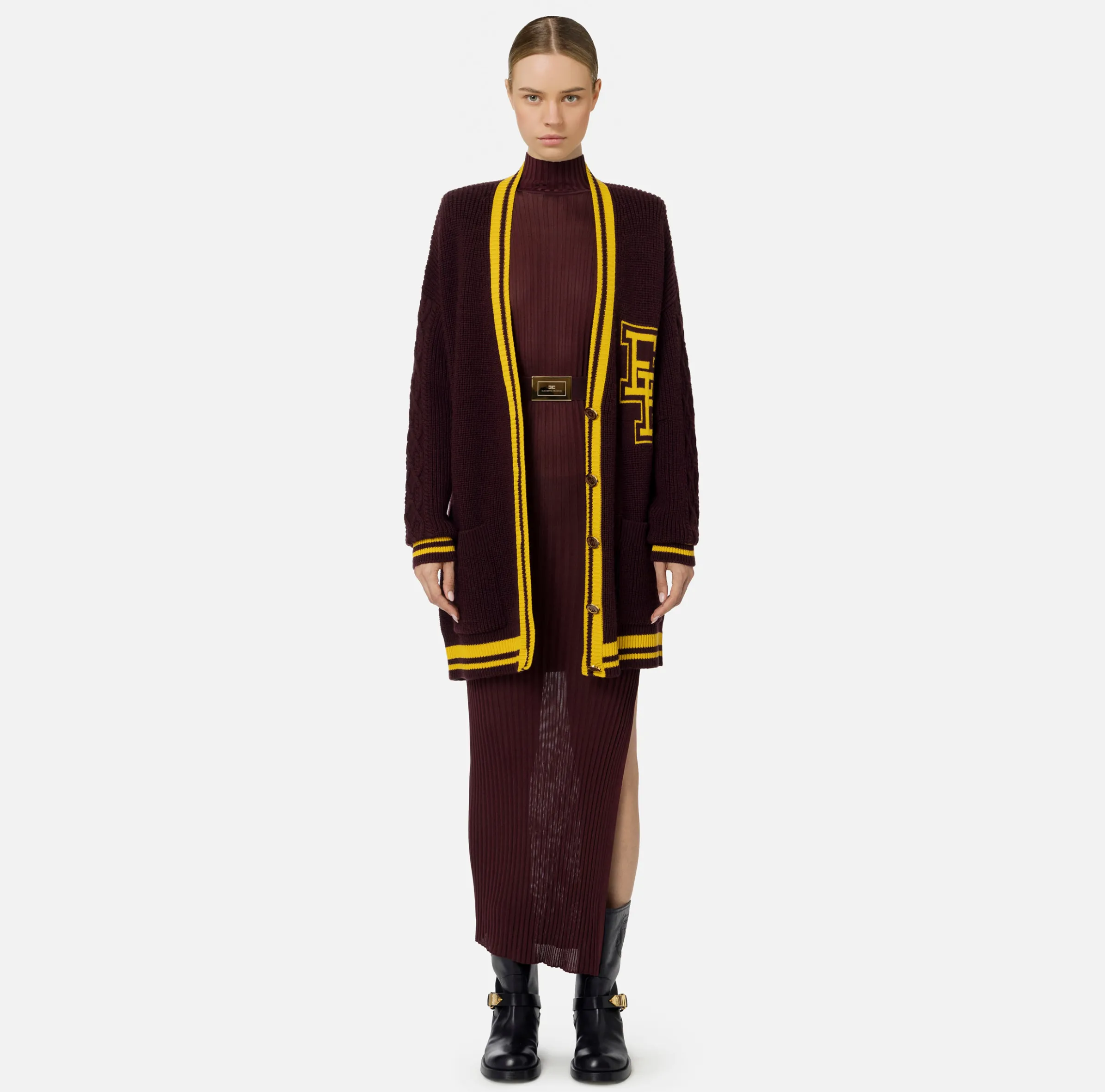 Cardigan in lana tipo college