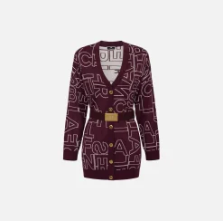 Cardigan in misto lana lettering