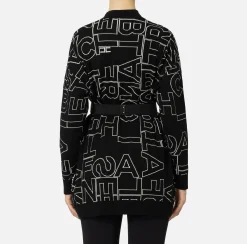 Cardigan in misto lana lettering
