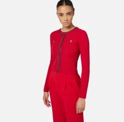Cardigan in misto viscosa con punto resca