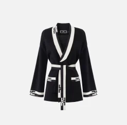 Cardigan in viscosa con bande logo