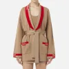 Cardigan in viscosa con bande logo