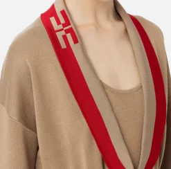 Cardigan in viscosa con bande logo