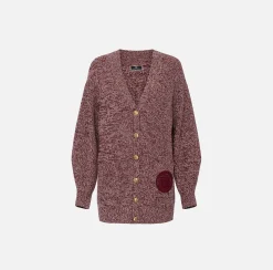 Cardigan in viscosa mouliné con patch logo