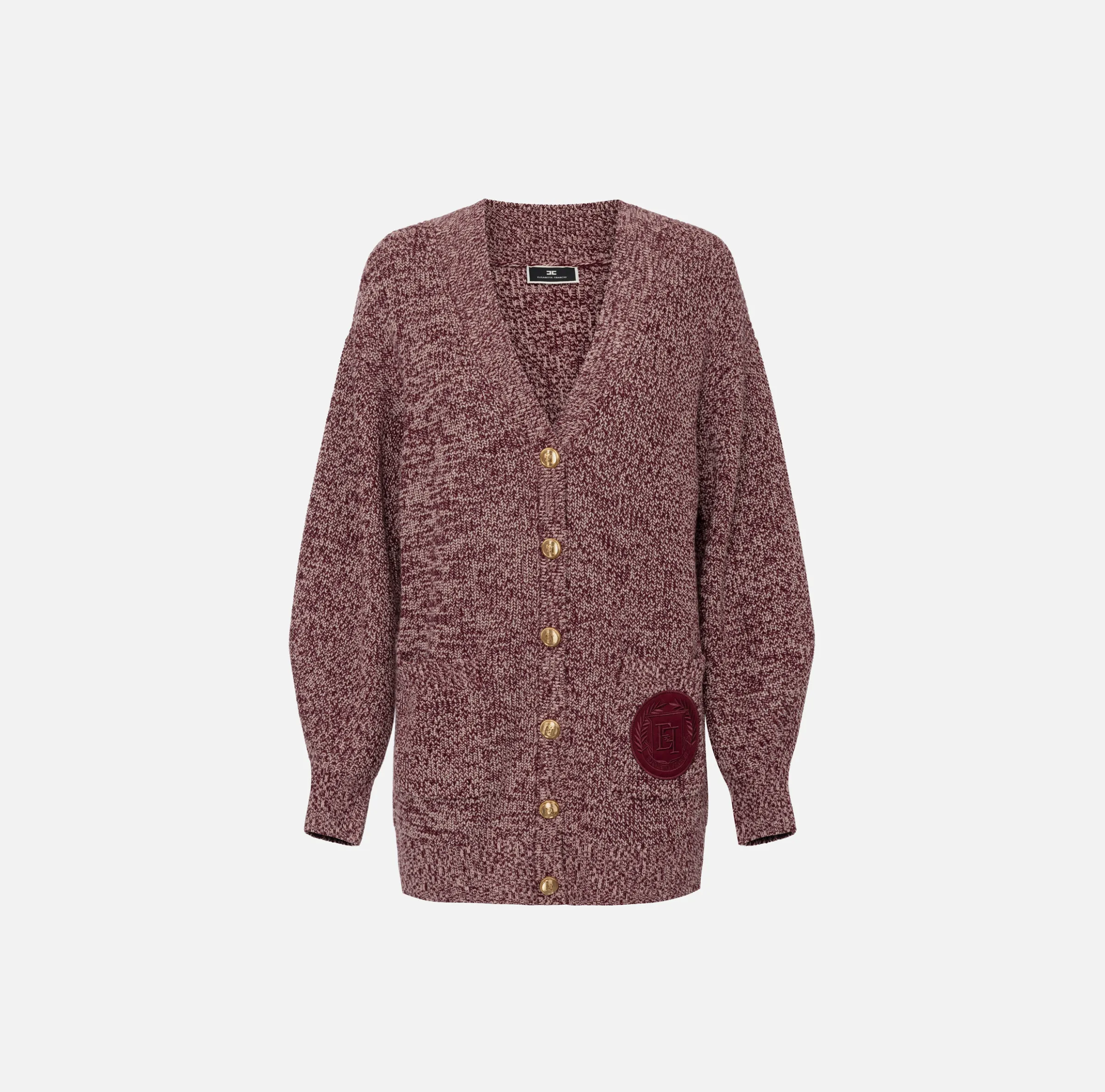 Cardigan in viscosa mouliné con patch logo