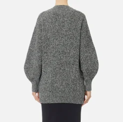 Cardigan in viscosa mouliné con patch logo
