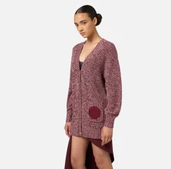 Cardigan in viscosa mouliné con patch logo