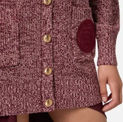 Cardigan in viscosa mouliné con patch logo