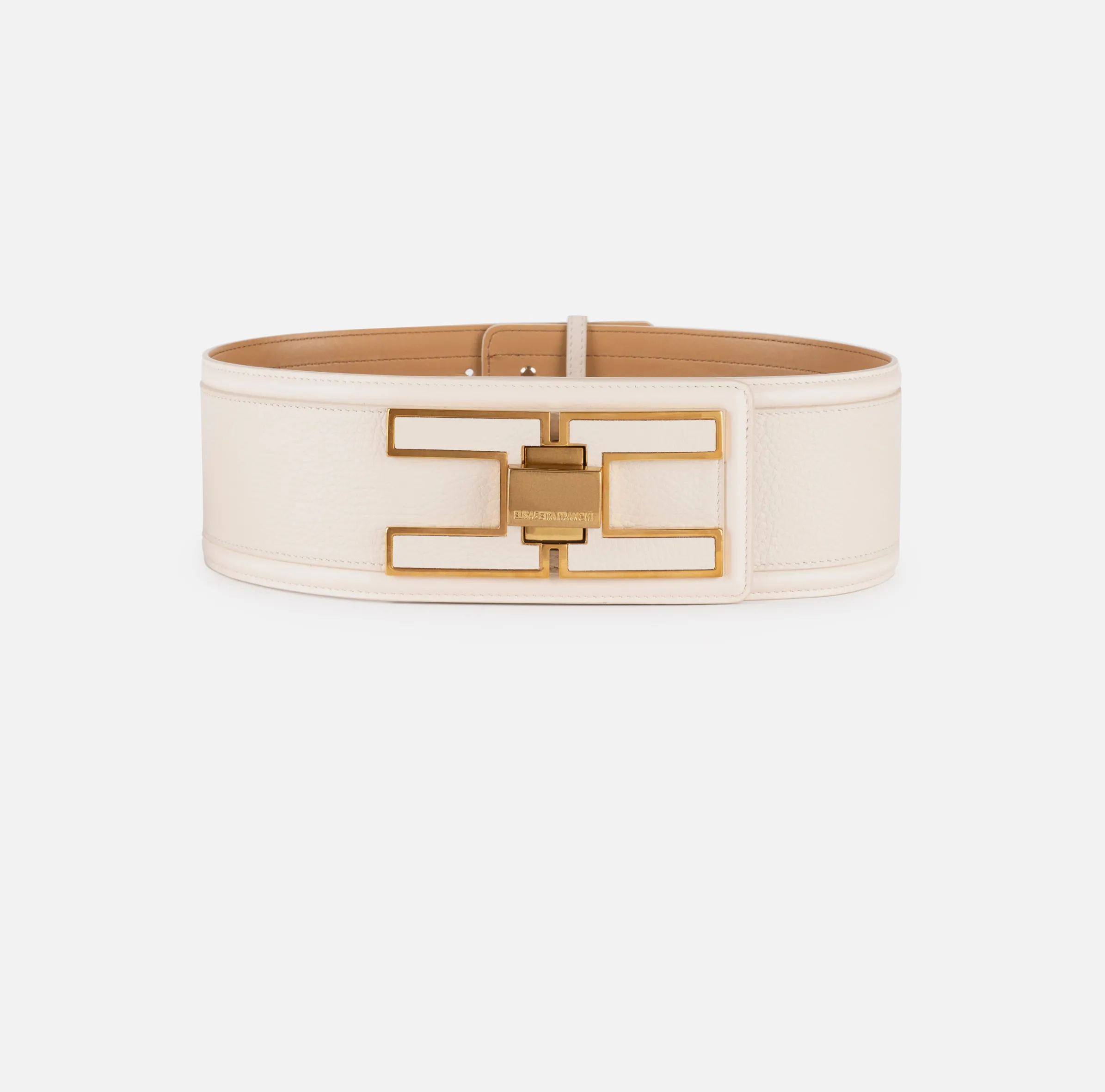 Cintura alta in pelle con girello logo