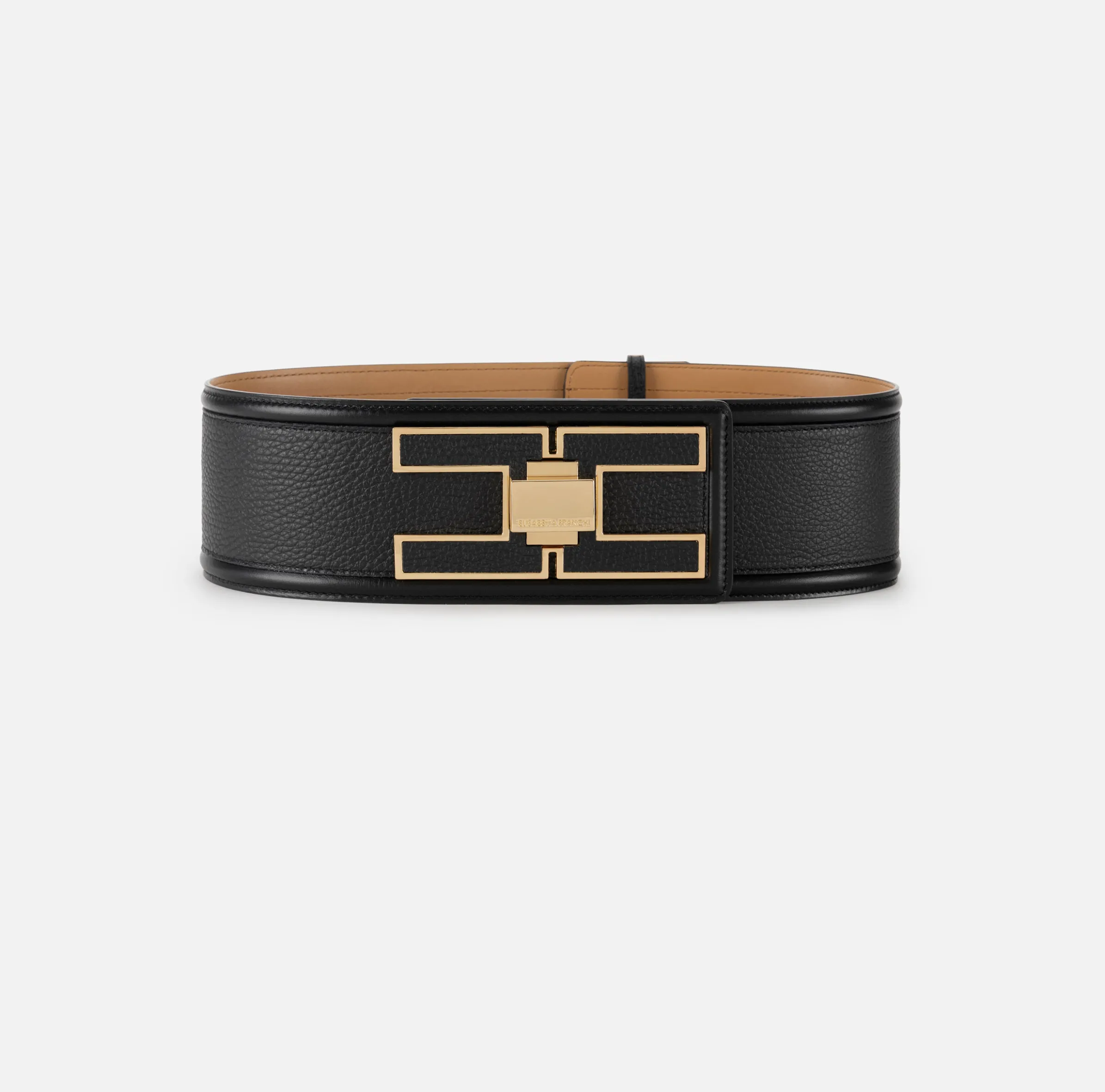 Cintura alta in pelle con girello logo