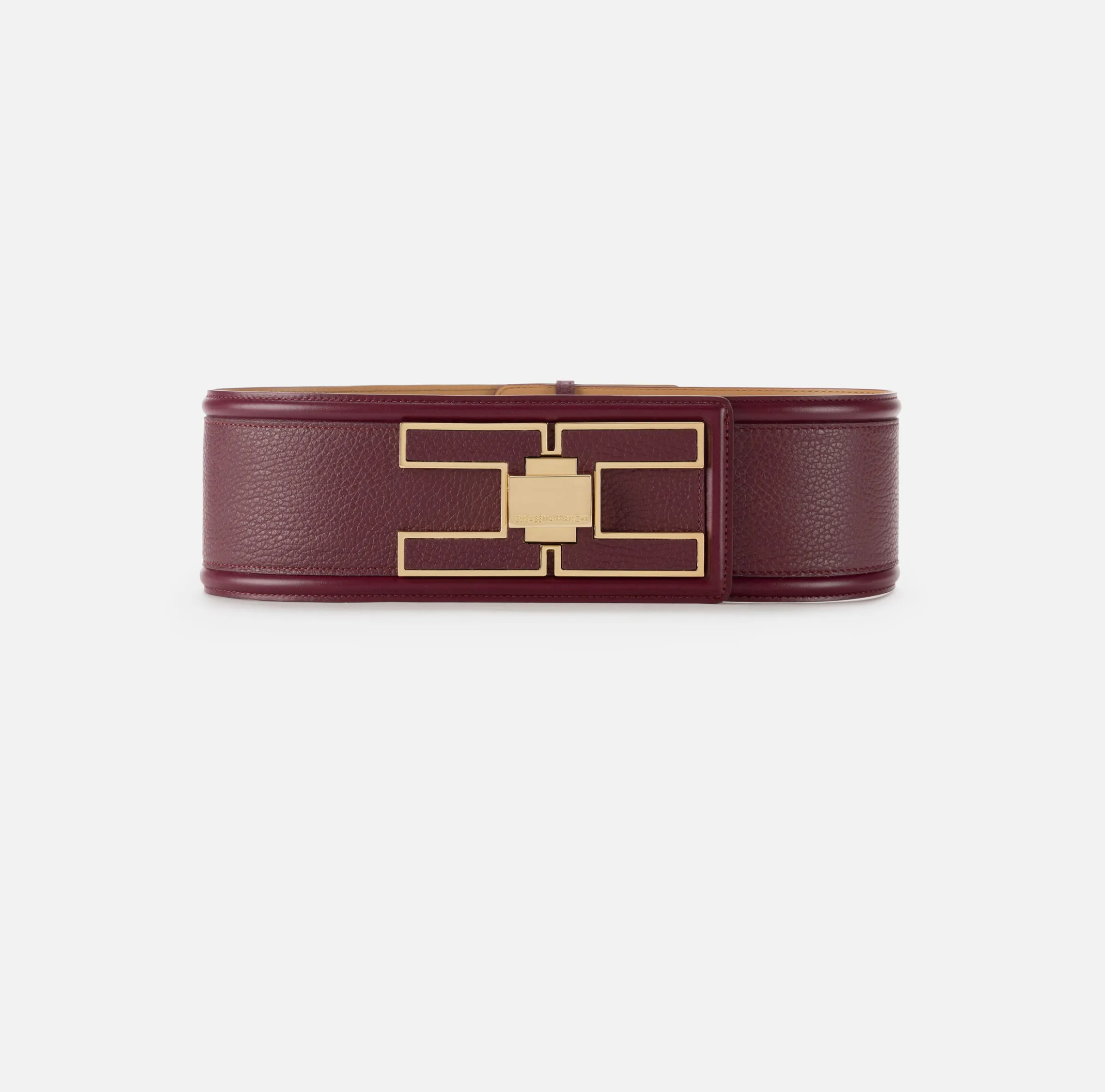 Cintura alta in pelle con girello logo
