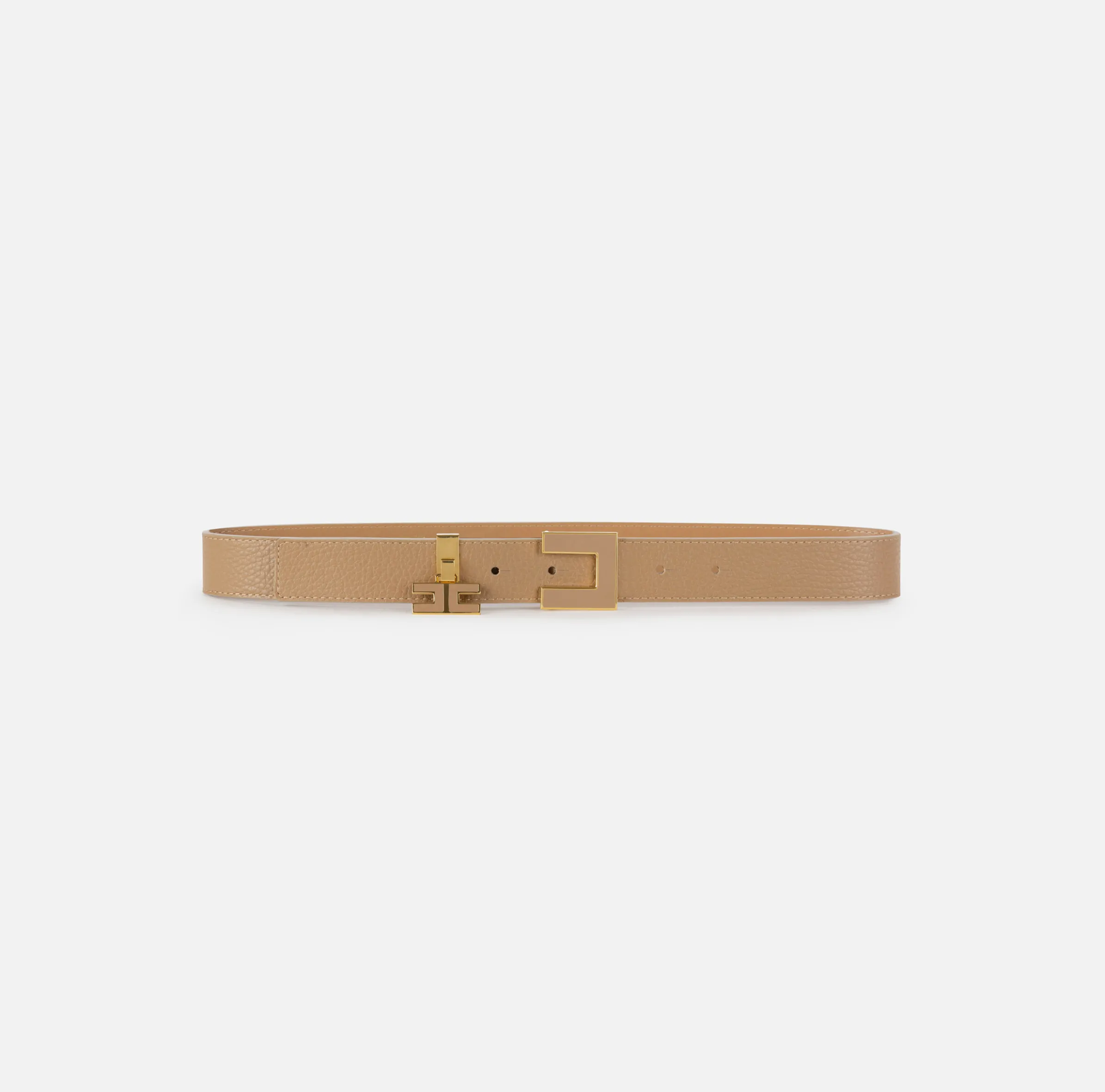 Cintura in pelle con fibbia e charms logo smaltato