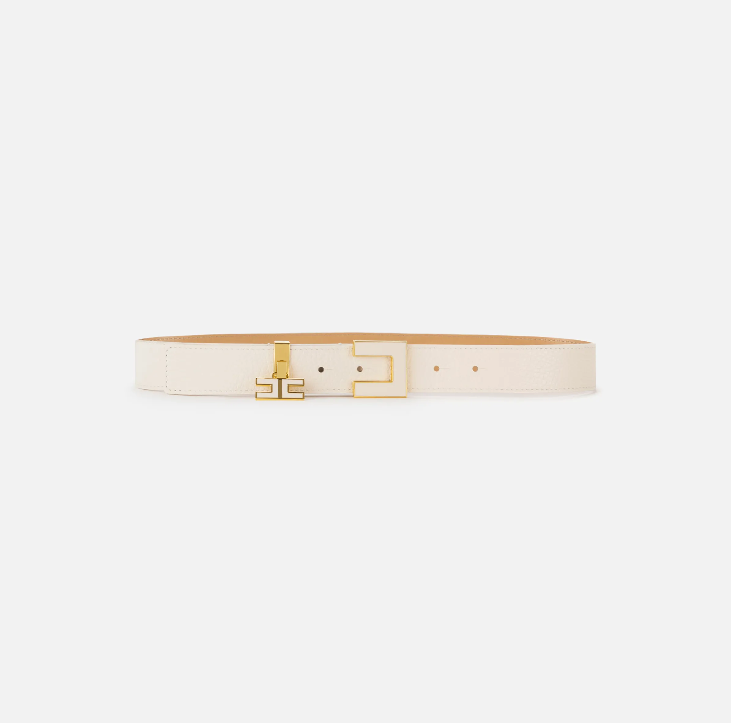 Cintura in pelle con fibbia e charms logo smaltato