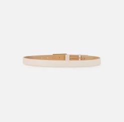 Cintura in pelle con placca logo smaltata