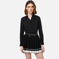 Cintura in pelle con zip e cursori logo