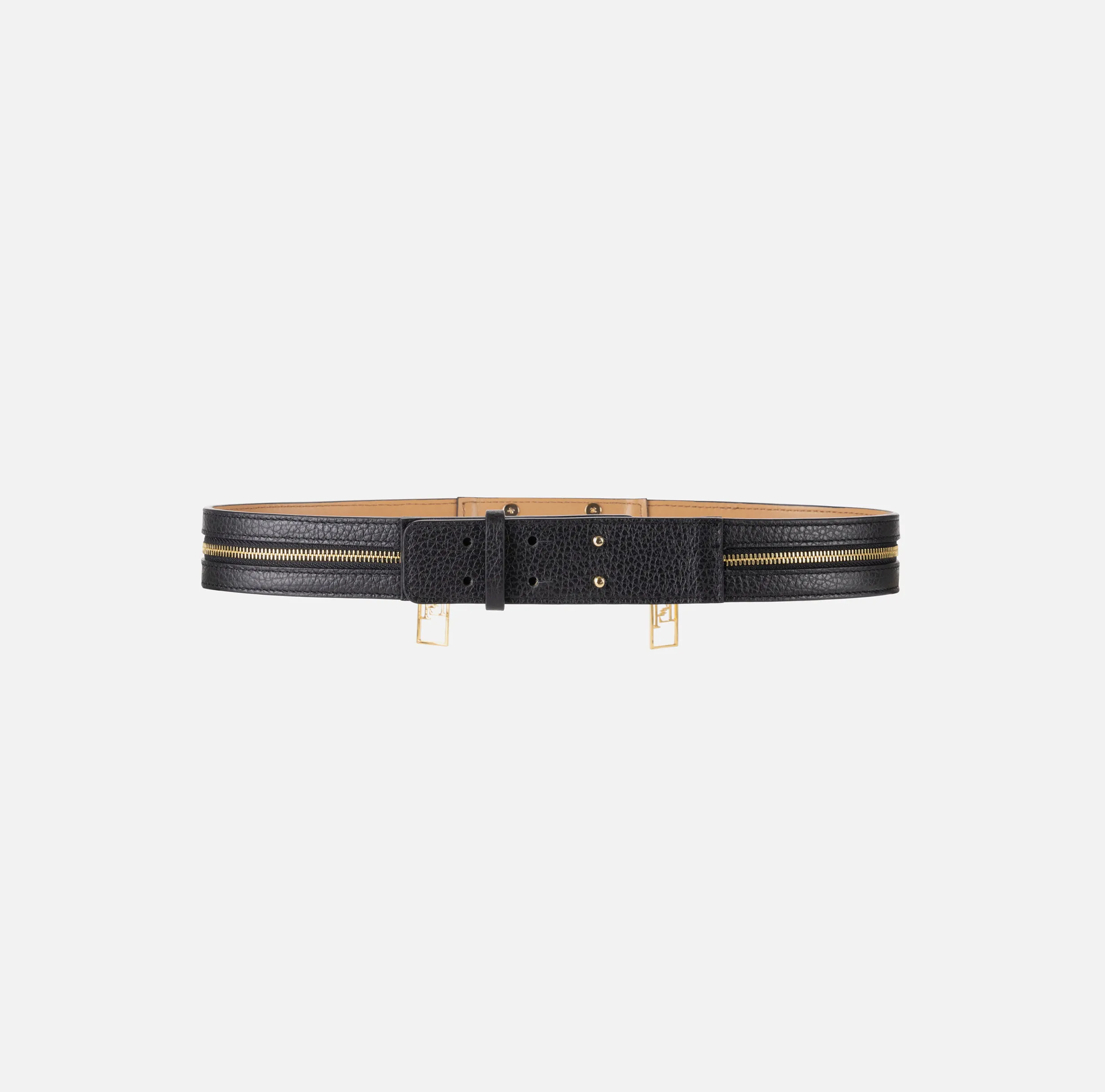 Cintura in pelle con zip e cursori logo