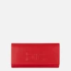 Clutch baguette in nappa con logo embossed