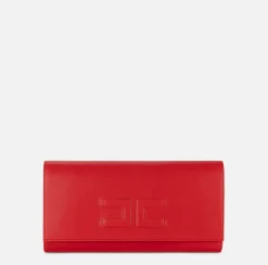 Clutch baguette in nappa con logo embossed
