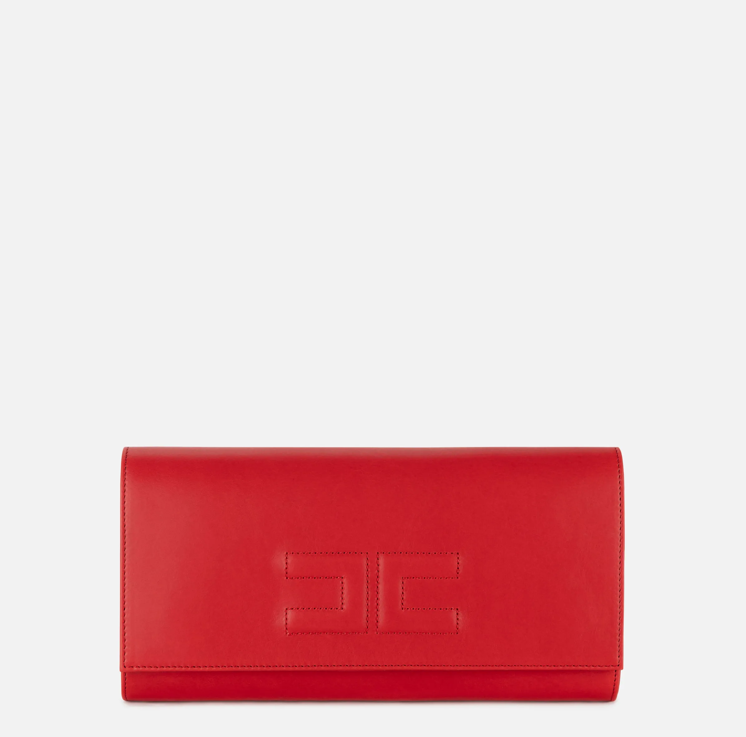 Clutch baguette in nappa con logo embossed
