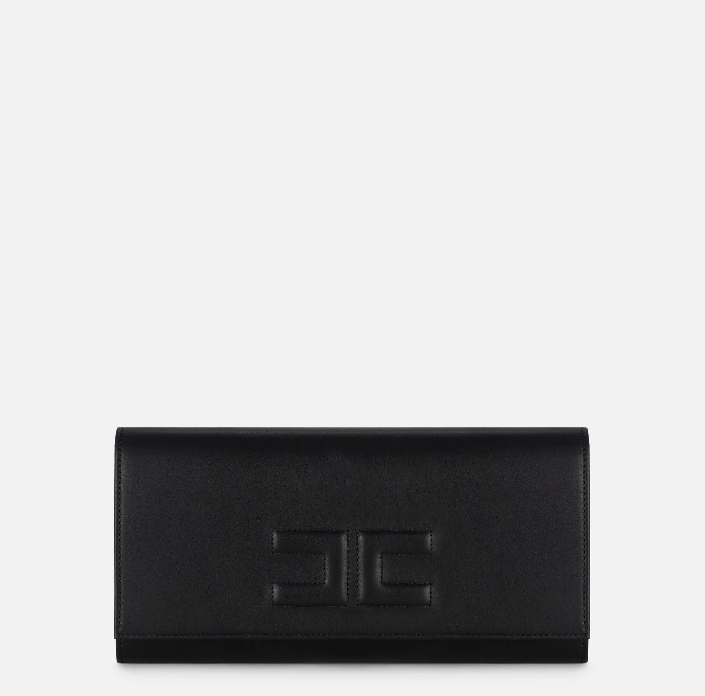 Clutch baguette in nappa con logo embossed