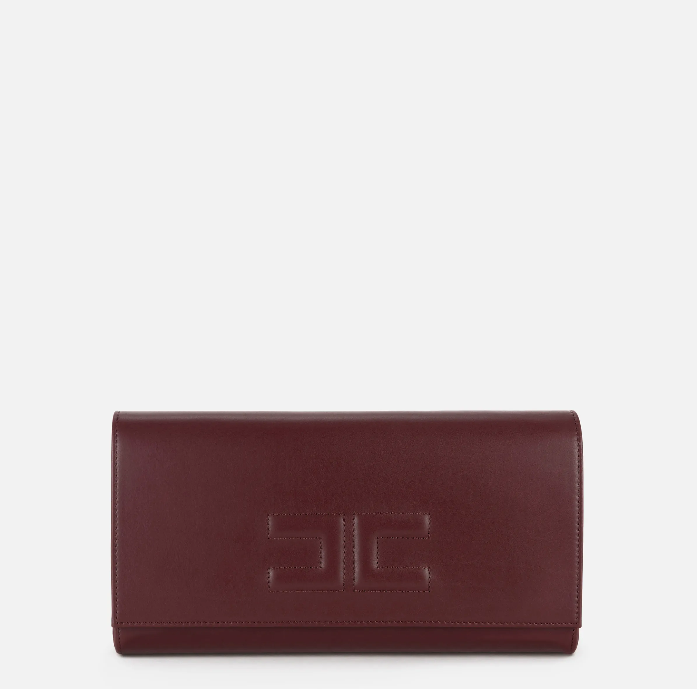 Clutch baguette in nappa con logo embossed
