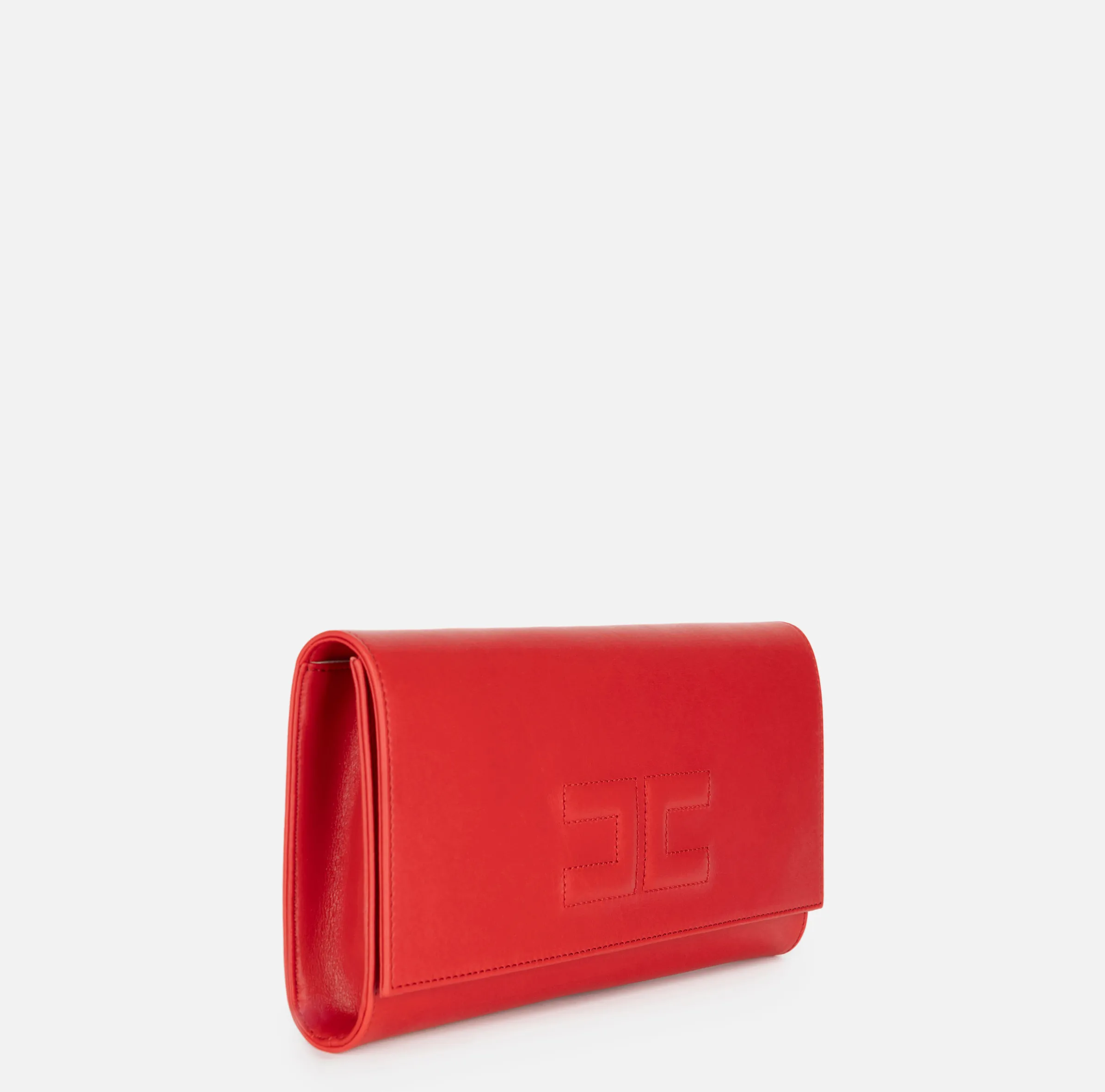 Clutch baguette in nappa con logo embossed