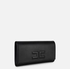 Clutch baguette in nappa con logo embossed