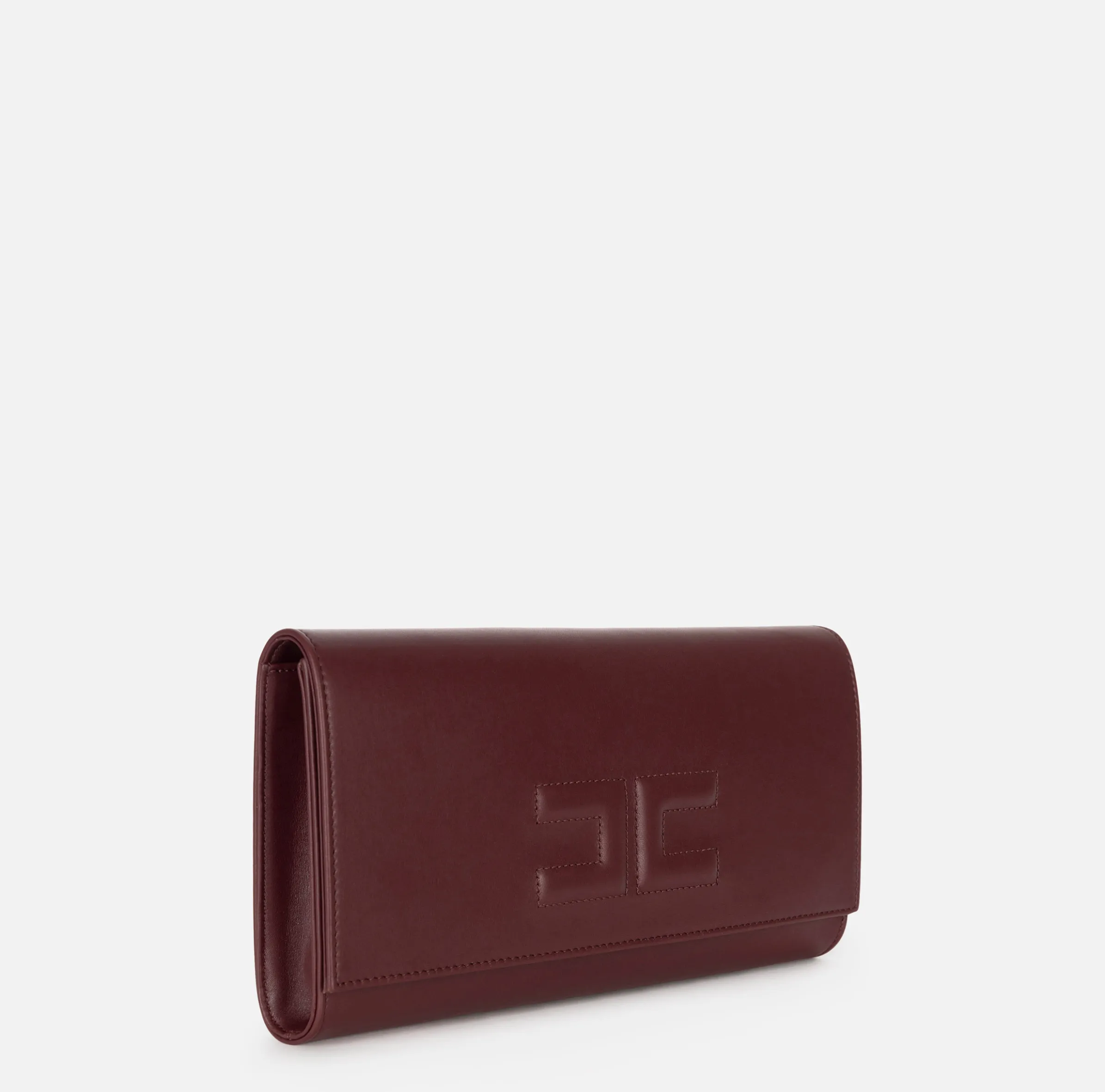Clutch baguette in nappa con logo embossed