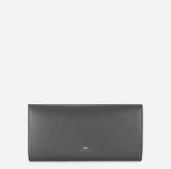 Clutch baguette in nappa con logo embossed