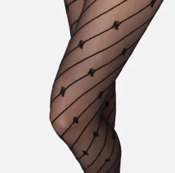 Collant con riga diagonale e logo