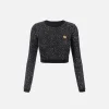Crop top in lana con filo paillettes