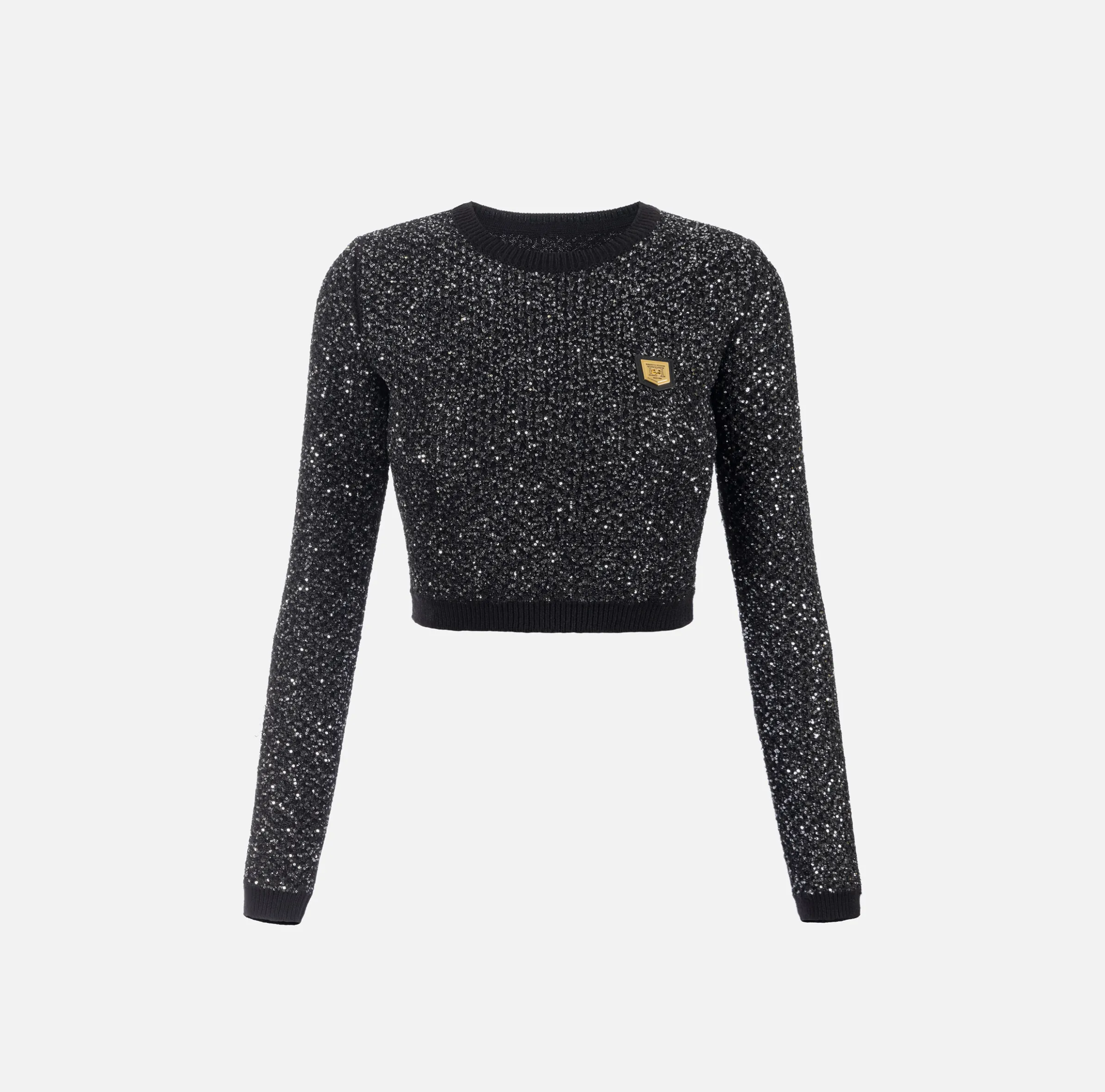 Crop top in lana con filo paillettes