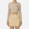 Crop top in lana con filo paillettes