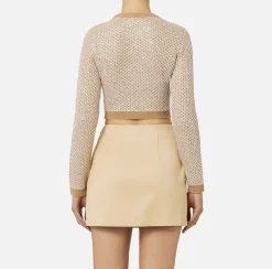 Crop top in lana con filo paillettes